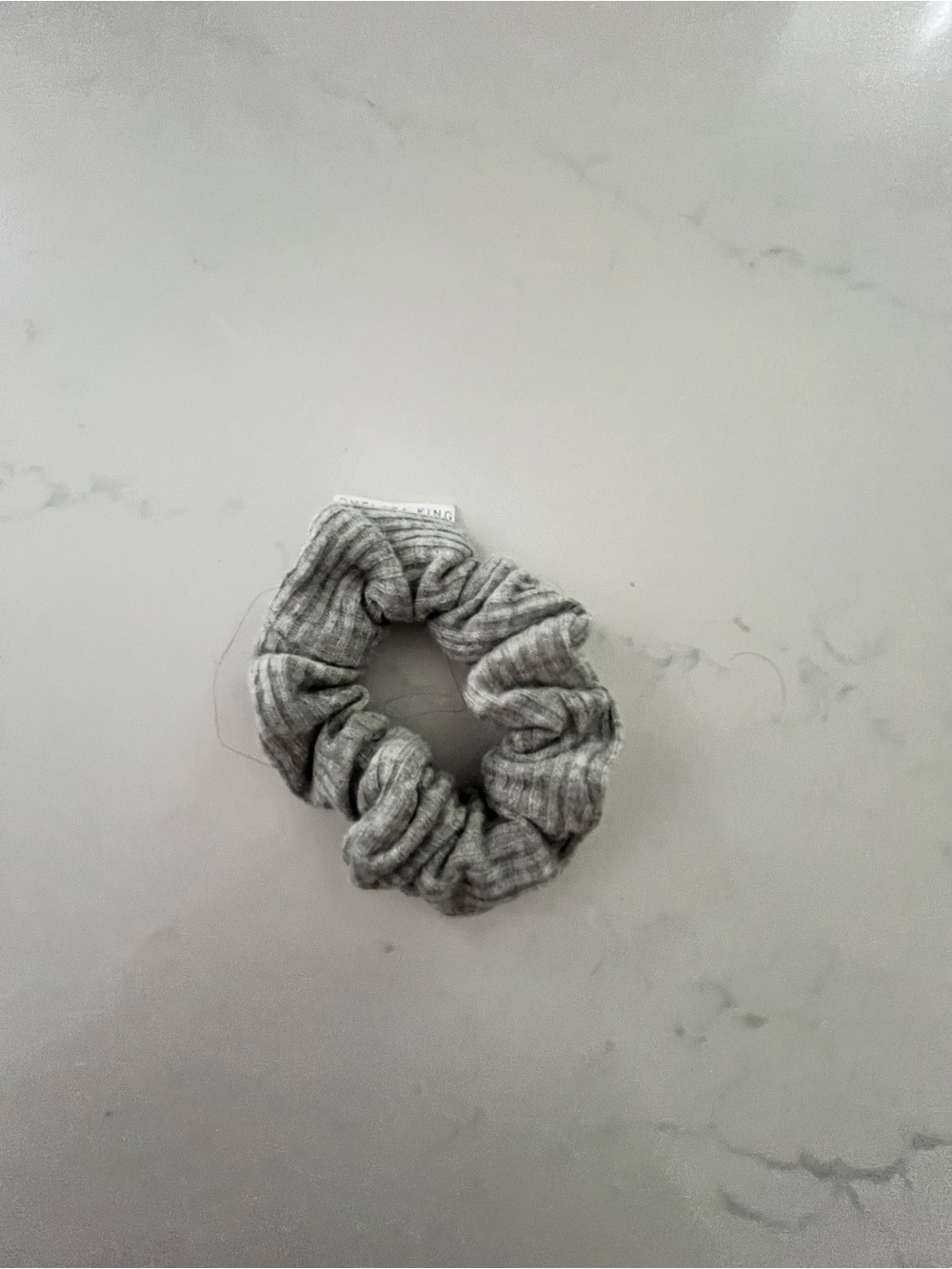 Chelsea King Mini Gray Ribbed Fabric Scrunchie